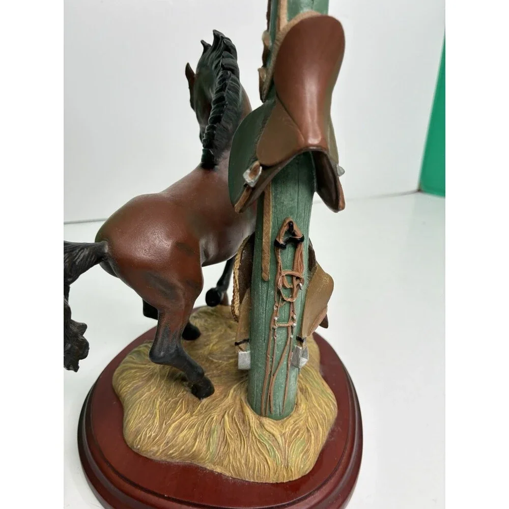 Danbury Mint Noble Brown Stallion Candlestick Holder By Gianni Benveuti
